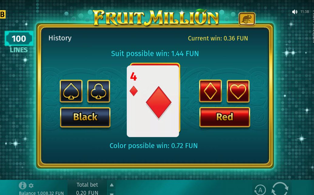 Gamble-Runde mit verdeckter Karte und Farbwahl Rot oder Schwarz
